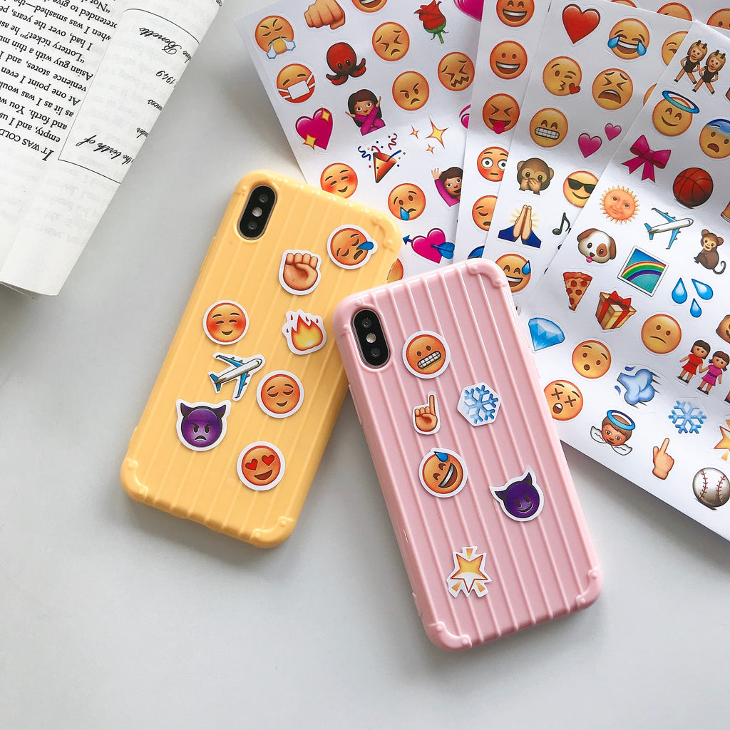 Luxury cute 3D suitcase emoticon sticker phone case for iphone X XR XS MAX 6S 7 8 plus