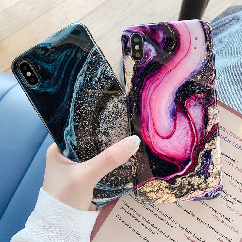 Cracked Marble Quicksand Phone Case For iPhone XR XS Max 6 6S 7 8 Plus X