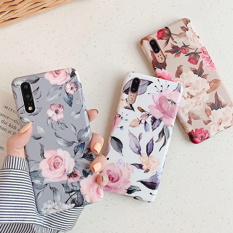 Vintage Beautiful Flower Phone Case For Huawei P20 P30 Pro Lite Mate 20 Lite Pro