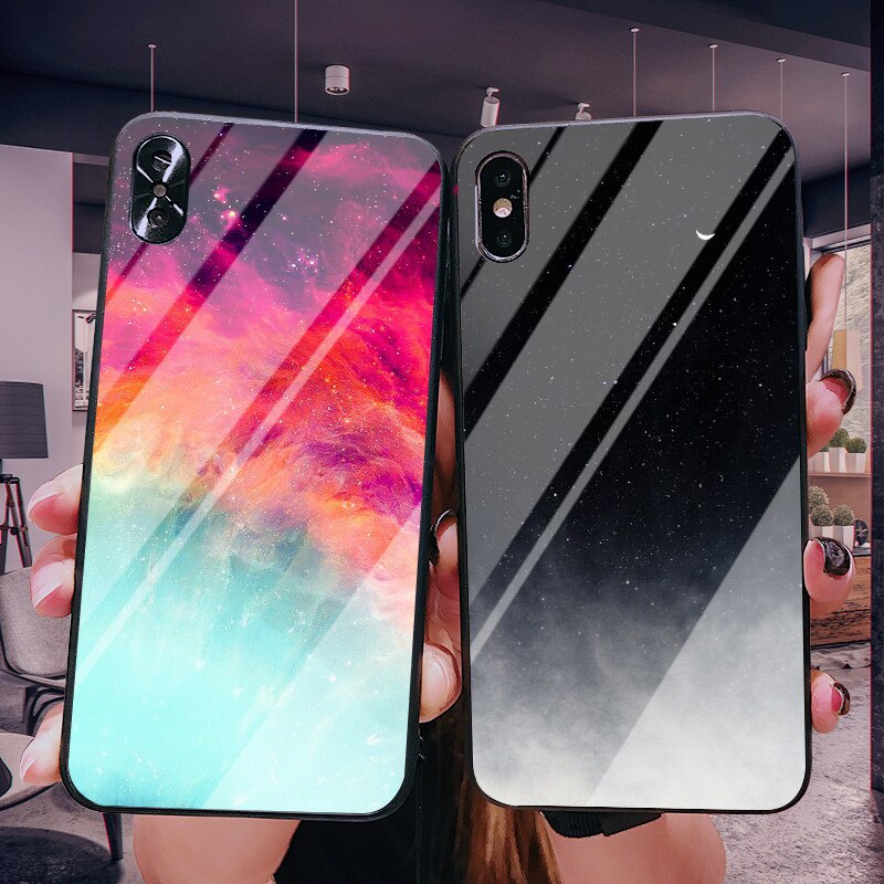 Phone Case on For iPhone 6 6S Plus 7 8 Plus Coque Tempered Glass Cover Case X XR XS MAX