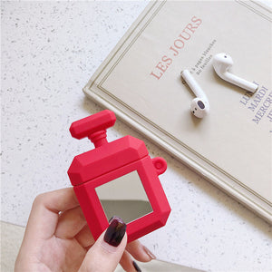 Luxury Perfume bottle for apple airpods case silicone wireless bluetooth earphone cover makeup mirror charging box bag