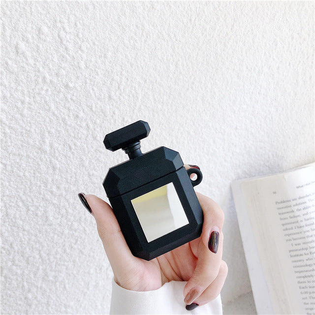 Luxury Perfume bottle for apple airpods case silicone wireless bluetooth earphone cover makeup mirror charging box bag