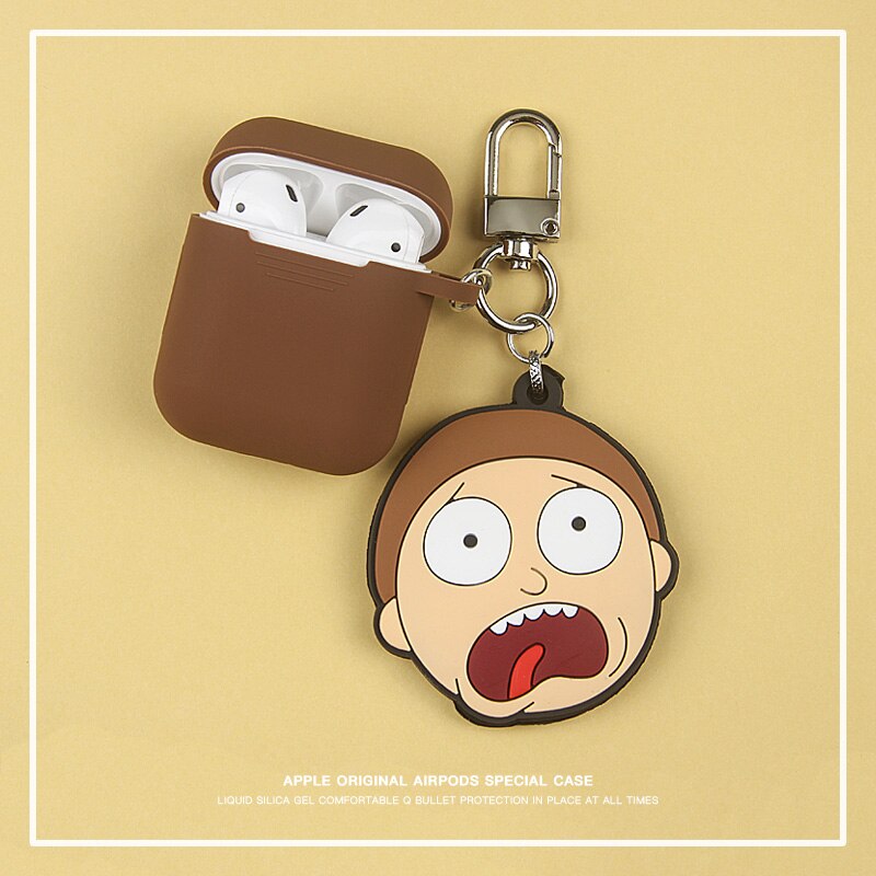 Cute Cartoon people Rick and Morti keychin Protective silicon case for Airpods