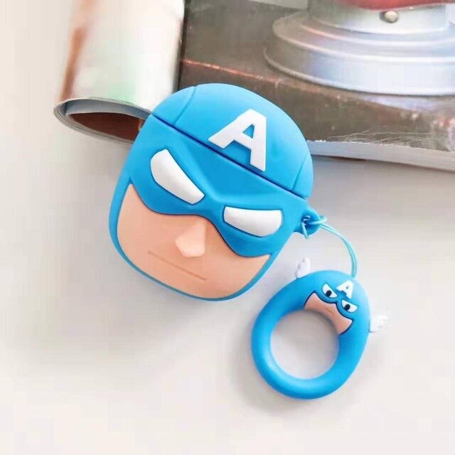 Cute Cartoon Marve silicon Protective for Apple AirPods Bluetooth Wireless Earphone Cover Charging Box
