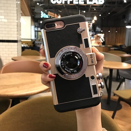 For IPhone X 7 8 Plus 6 6S Plus 5 5S SE Luxury Retro 3D Camera Style Shockproof Protective