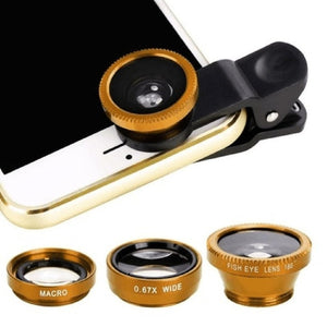 3-in-1 Wide Angle Macro Fisheye Lens Camera Kits Mobile Phone Fish Eye Lenses with Clip 0.67x for iPhone Samsung