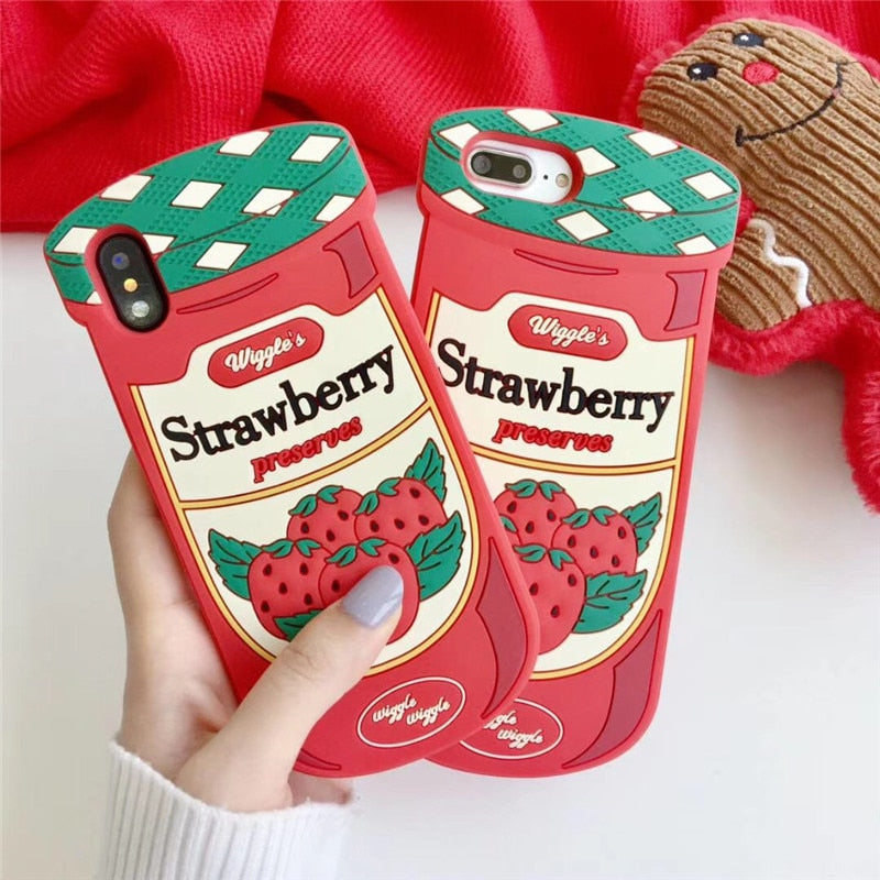 Strawberry Jam Cartoon soft case for iphone 5 S 6 7 8 plus X XR XS MAX